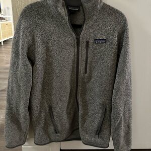 Patagonia Gray Zip Up Sweater with Sporty Design
